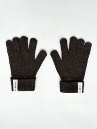Label Knitted Gloves - Chocolate Brown