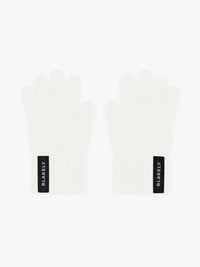 Label Knitted Gloves - Creme
