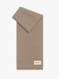 Label Knitted Scarf - Soft Brown