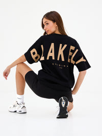 Isabel Oversized T-Shirt - Black & Light Tan
