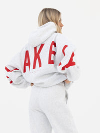 Isabel Oversized Hoodie - Marl White & Hot Red