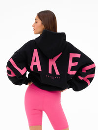 Isabel Oversized Hoodie - Black & Bold Pink
