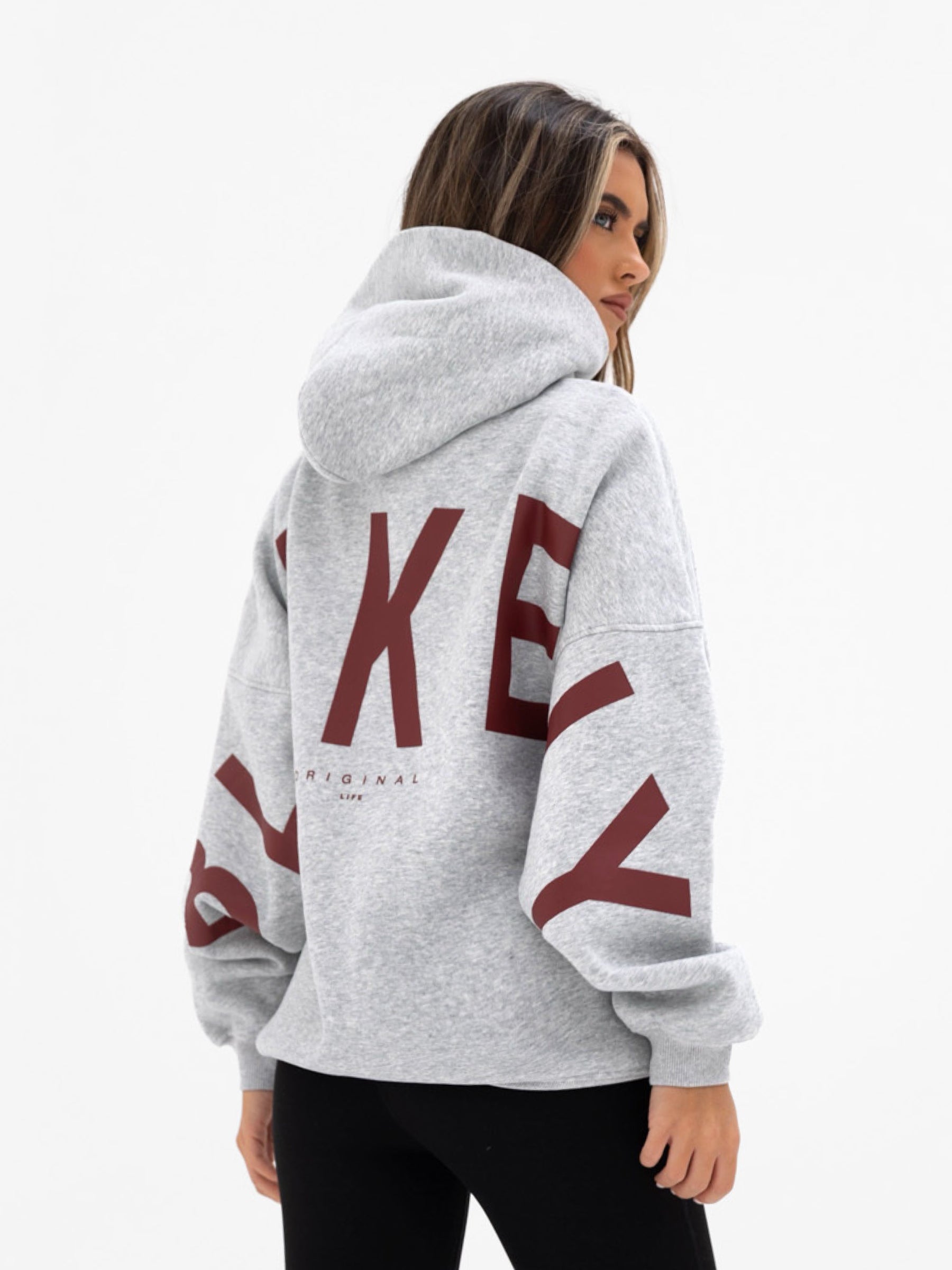 Buy Blakely Marl Grey & Dark Cherry Isabel Oversized Hoodie | Free delivery on orders over 79€*