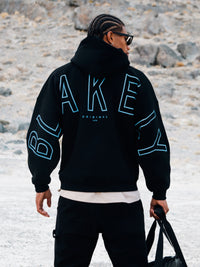 Embroidered Idris Oversized Hoodie - Electric Blue