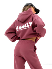 Cloud Print Oversized Hoodie - Dark Pink