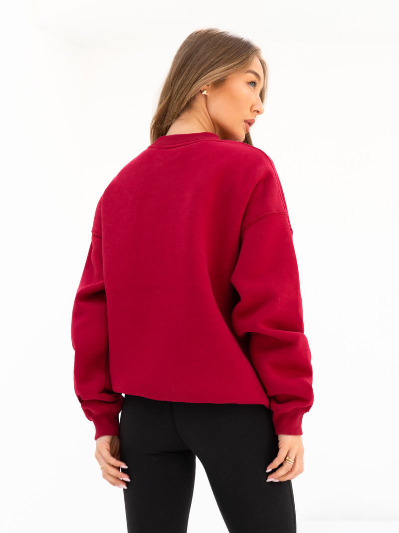 Melrose Oversized Jumper - Cherry Red