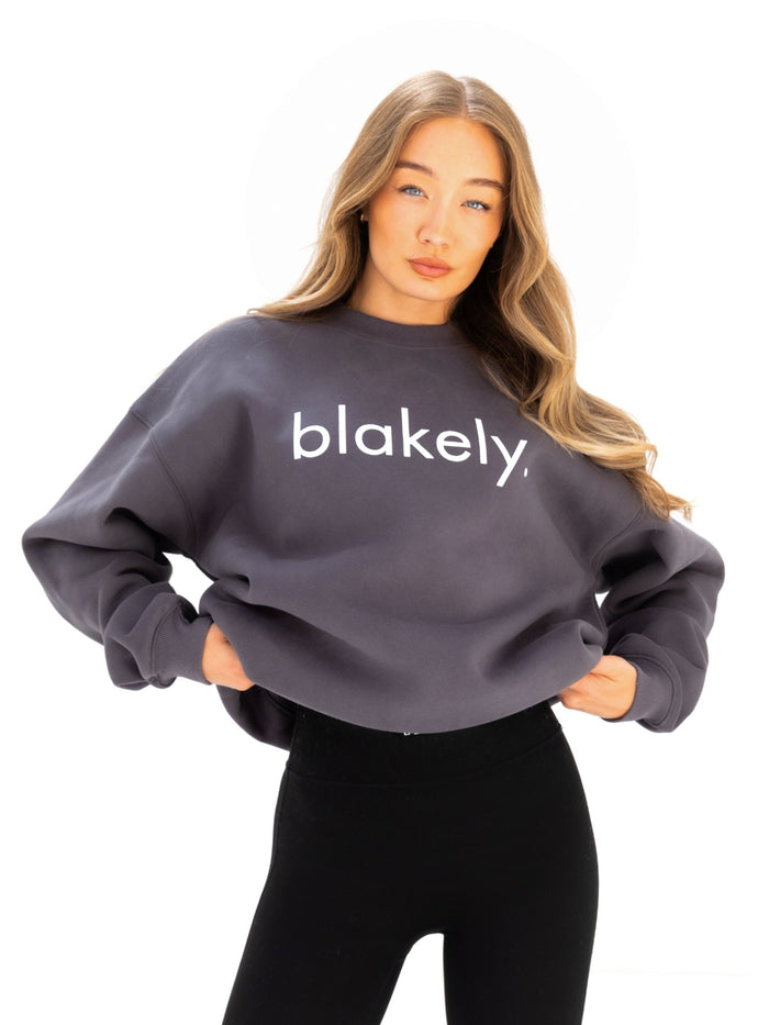 Logo Oversized Jumper - Holzkohle