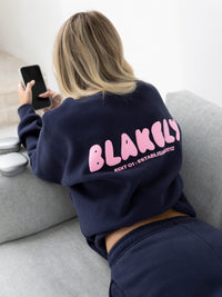 Cloud Print Oversized Jumper - Echtes Marineblau & Puderrosa