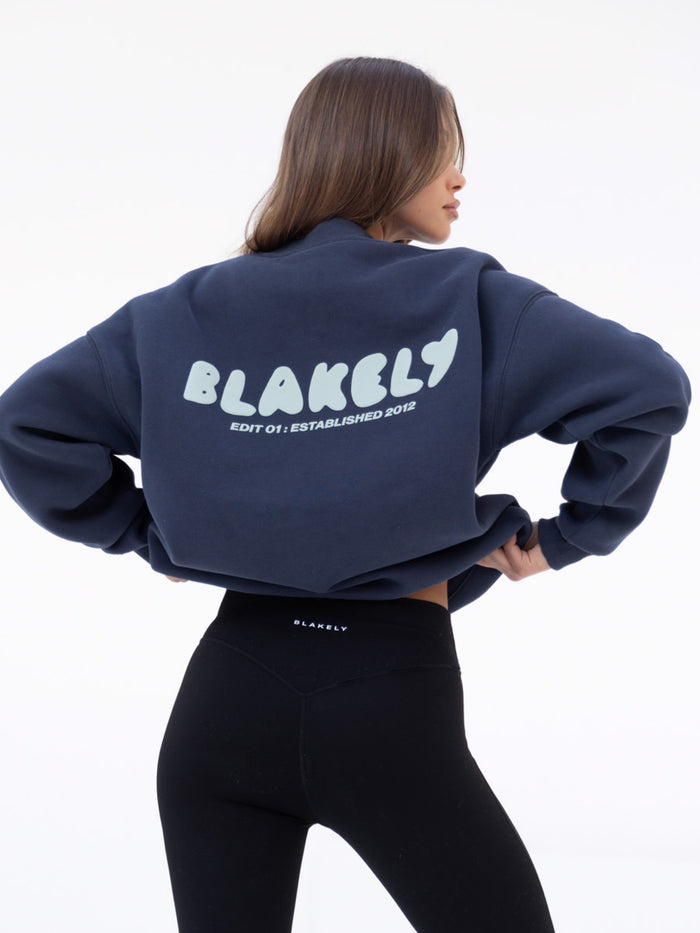 Cloud Print Oversized Jumper - Echtes Marineblau