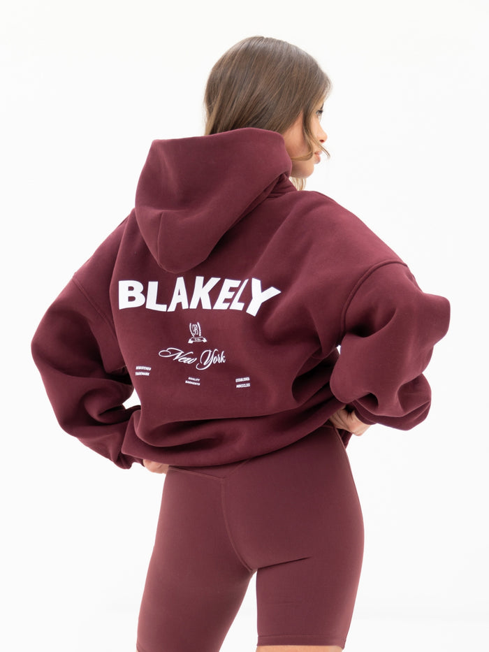 NY Crest Oversized Hoodie - Classic Burgundy