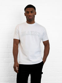 Outline Varsity Relaxed T-Shirt - Weiß & Mineralblau