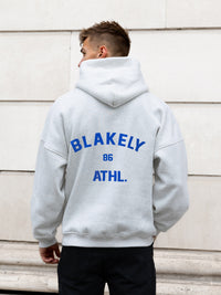 Niko Relaxed Hoodie - Marl White & Cobalt Blue