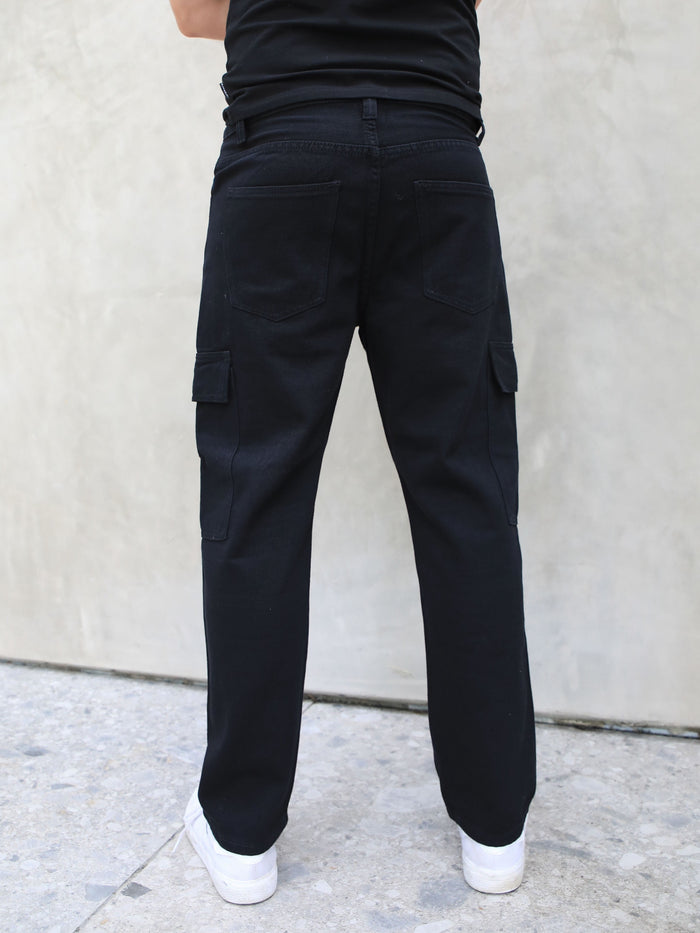 Relaxed Cargo Trousers - Black