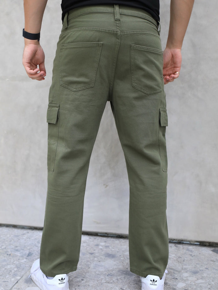 Relaxed Cargo Trousers - Khaki Green