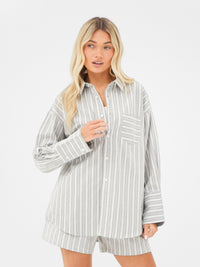Elena Stripe Shirt - Hellbraun