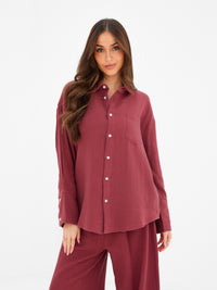 Mila Oversized Shirt - Rot gewaschen