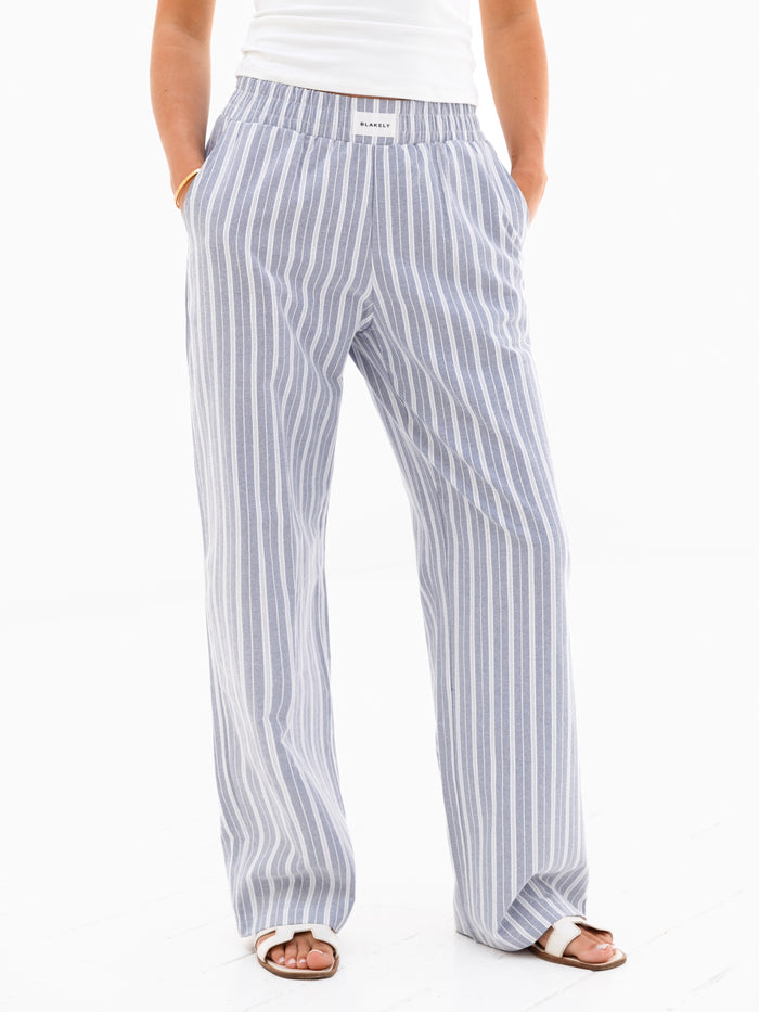 Elena Stripe Trousers - Blue