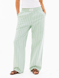 Elena Stripe Trousers - Green