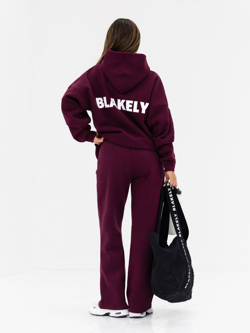 Kayla Oversized Hoodie - Dunkle Kirsche