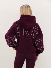 Embroidered Isabel Oversized Hoodie - Dark Cherry