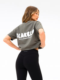 Cloud Print Oversized T-Shirt - Safari Green