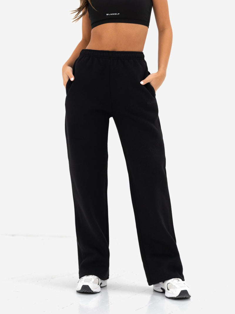 Kayla Wide Leg Sweatpants - Schwarz