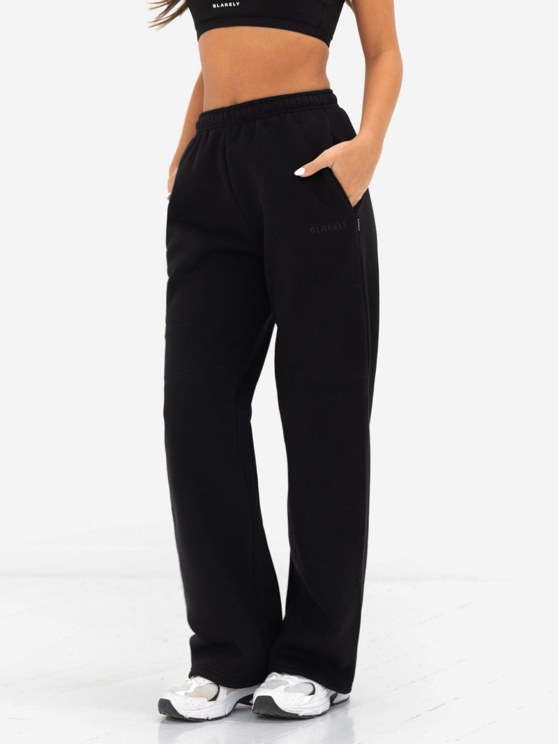 Kayla Wide Leg Sweatpants - Schwarz