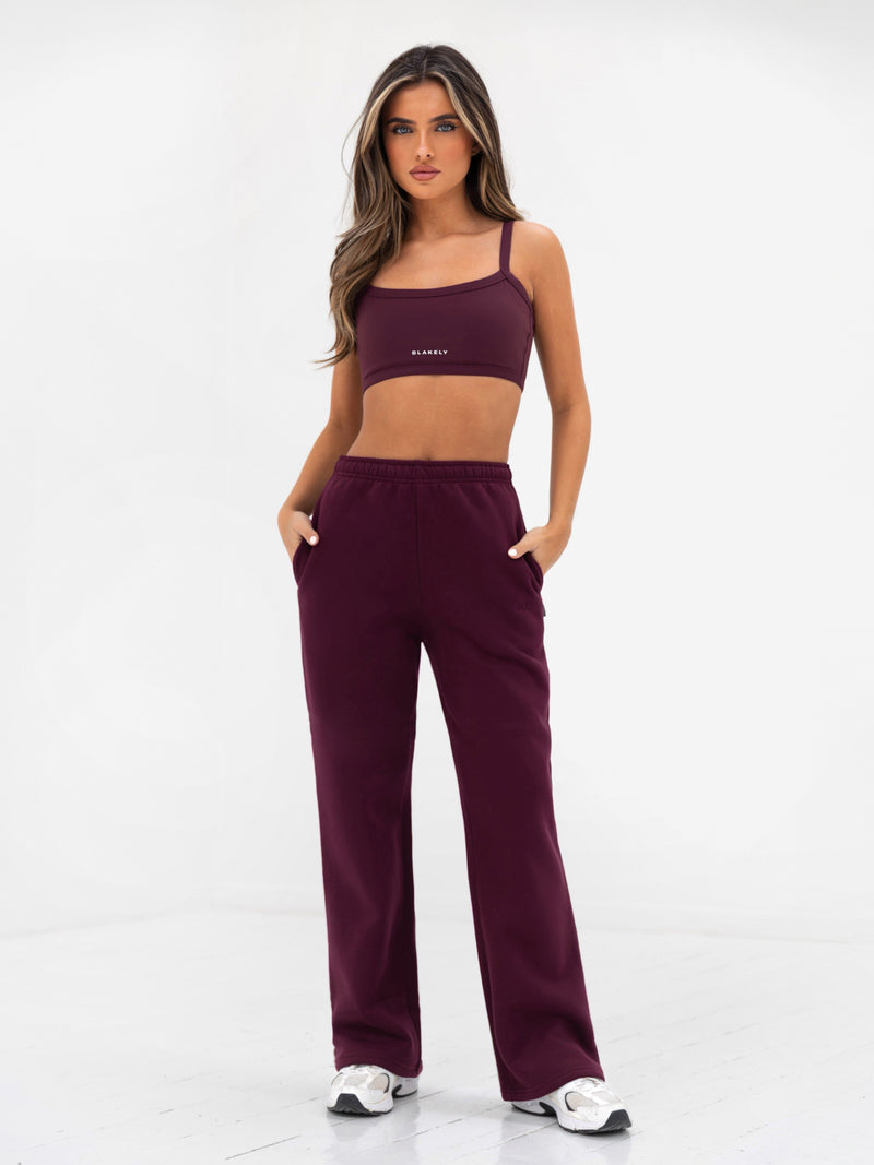 Kayla Wide Leg Sweatpants - Dunkelkirsche