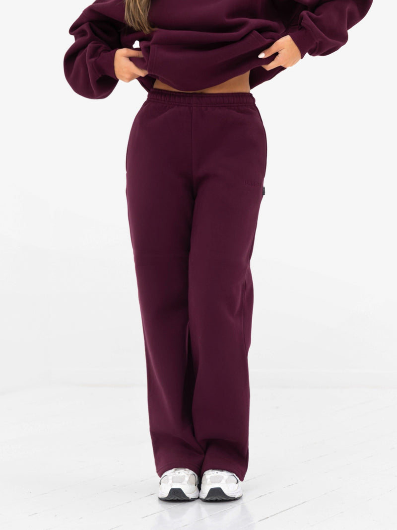 Kayla Wide Leg Sweatpants - Dunkelkirsche
