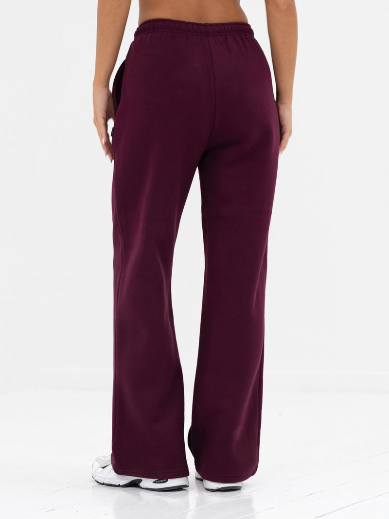 Kayla Wide Leg Sweatpants - Dunkelkirsche
