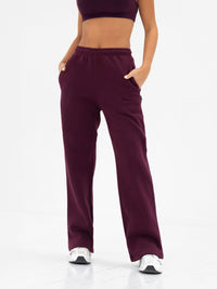 Kayla Wide Leg Sweatpants - Dunkelkirsche