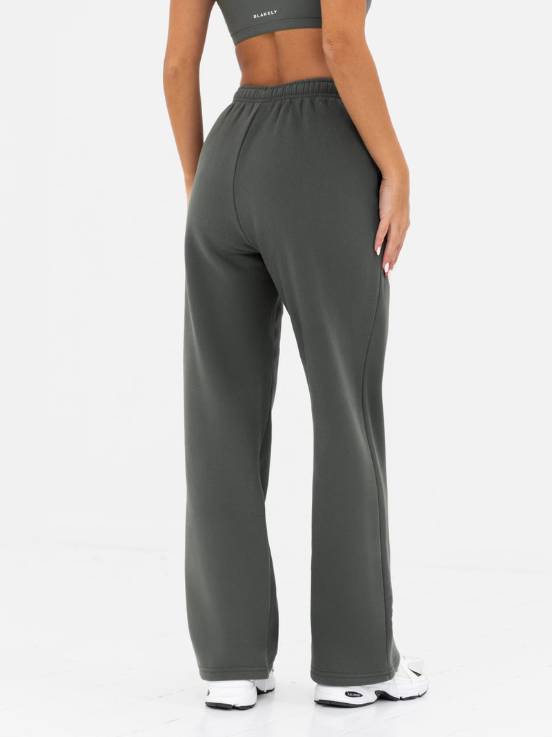 Kayla Wide Leg Sweatpants - Khakigrau