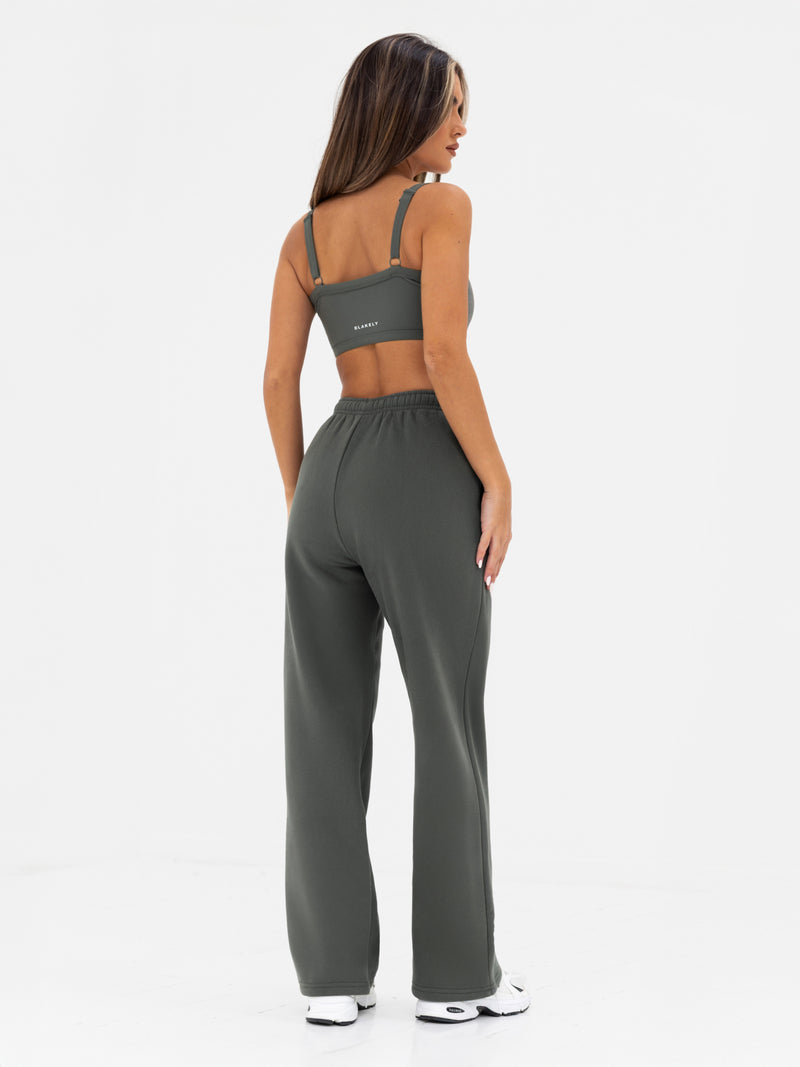 Kayla Wide Leg Sweatpants - Khakigrau