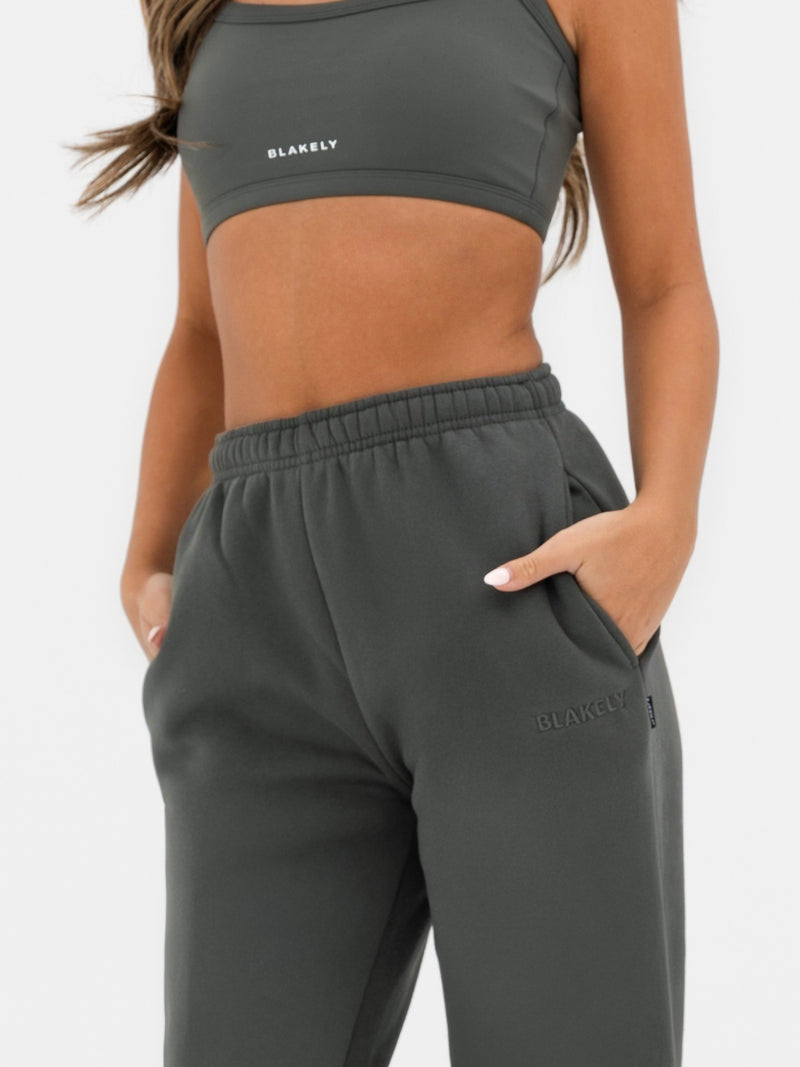Kayla Wide Leg Sweatpants - Khakigrau