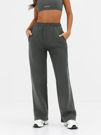 Kayla Wide Leg Sweatpants - Khakigrau