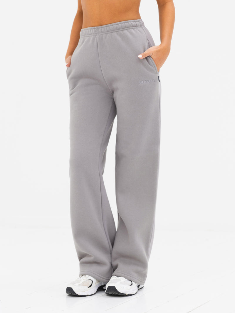 Kayla Wide Leg Sweatpants - Mittelgrau