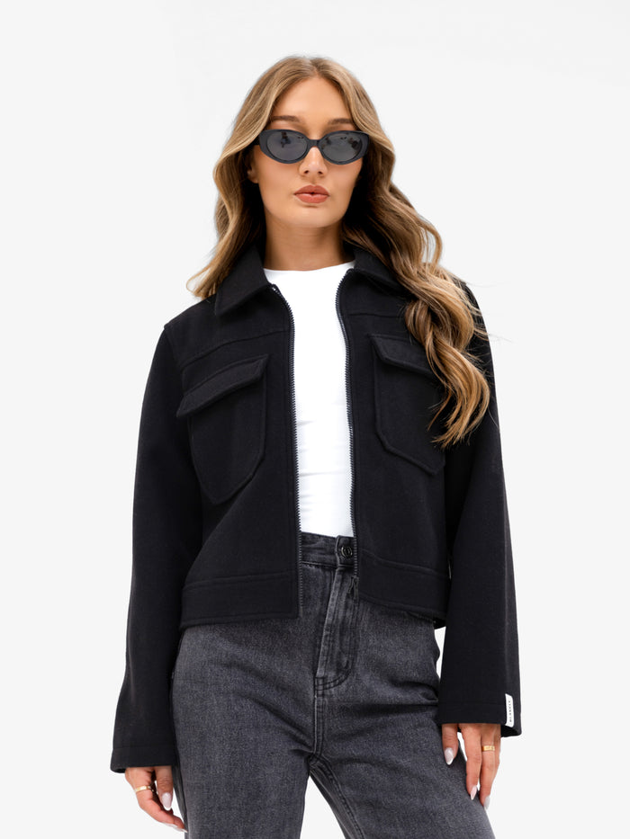 Ellie Zip Up Jacket - Black