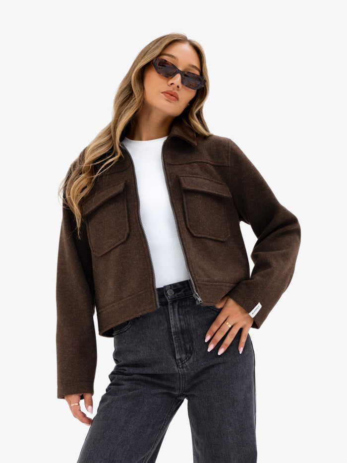 Ellie Zip Up Jacket - Brown