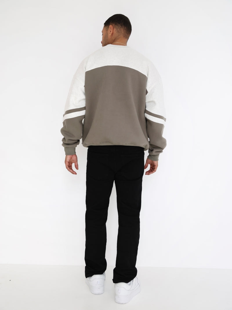 Curved Panel Relaxed Jumper - Safarigrün