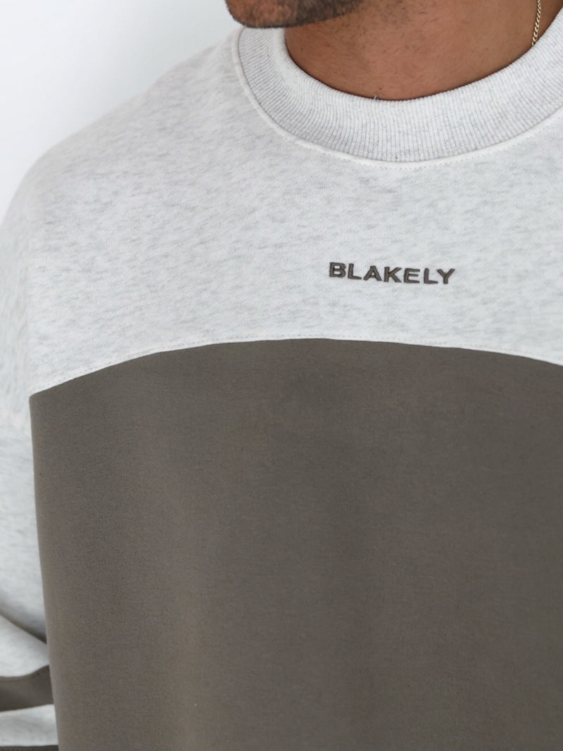 Curved Panel Relaxed Jumper - Safarigrün