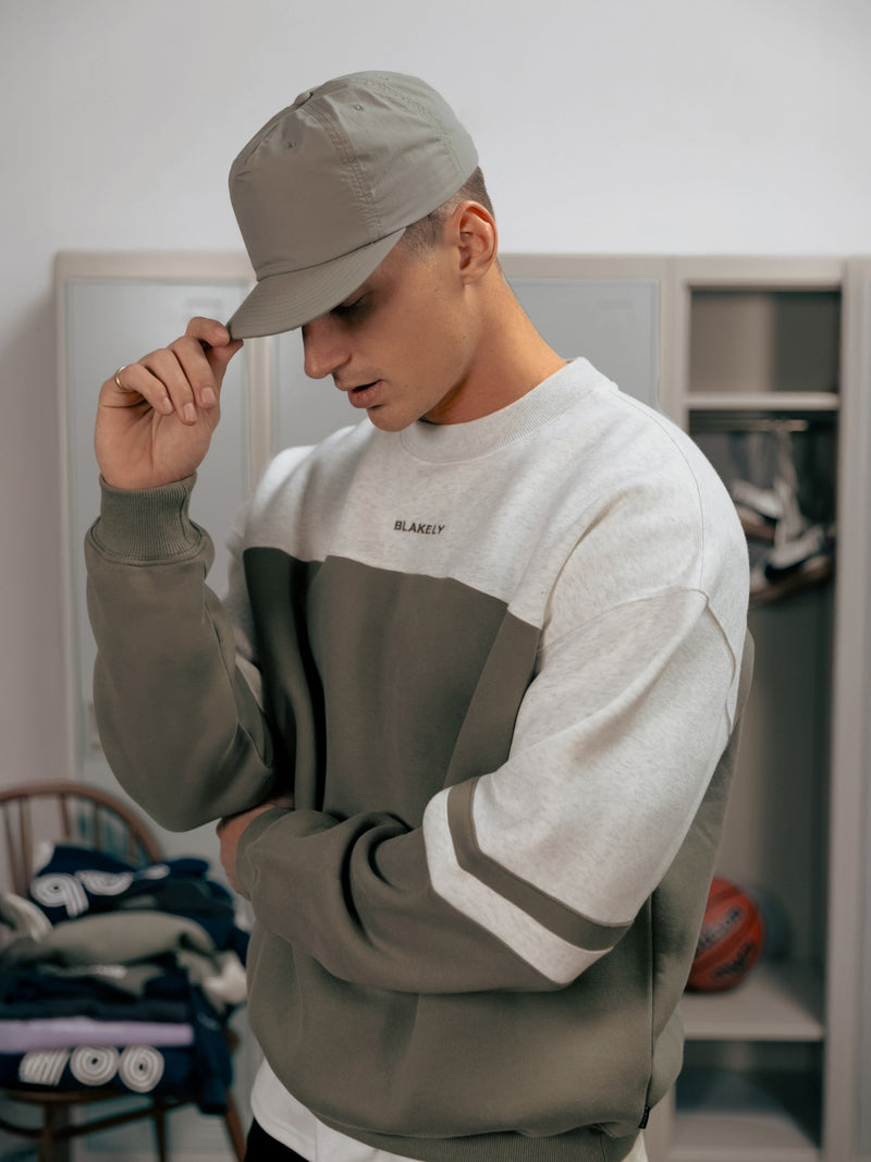 Curved Panel Relaxed Jumper - Safarigrün