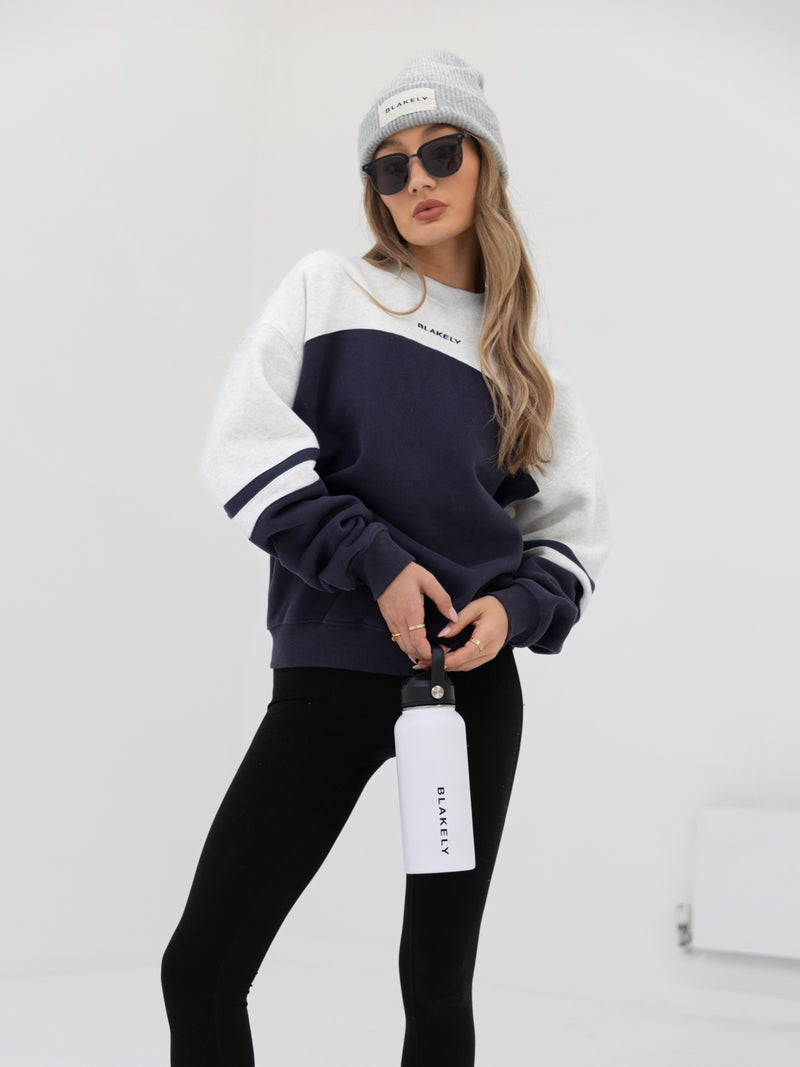 Curved Panel Oversized Jumper - Echtes Marineblau