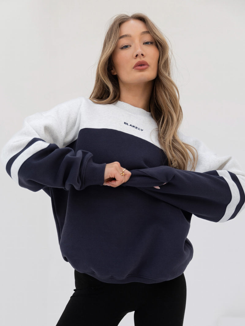 Curved Panel Oversized Jumper - Echtes Marineblau