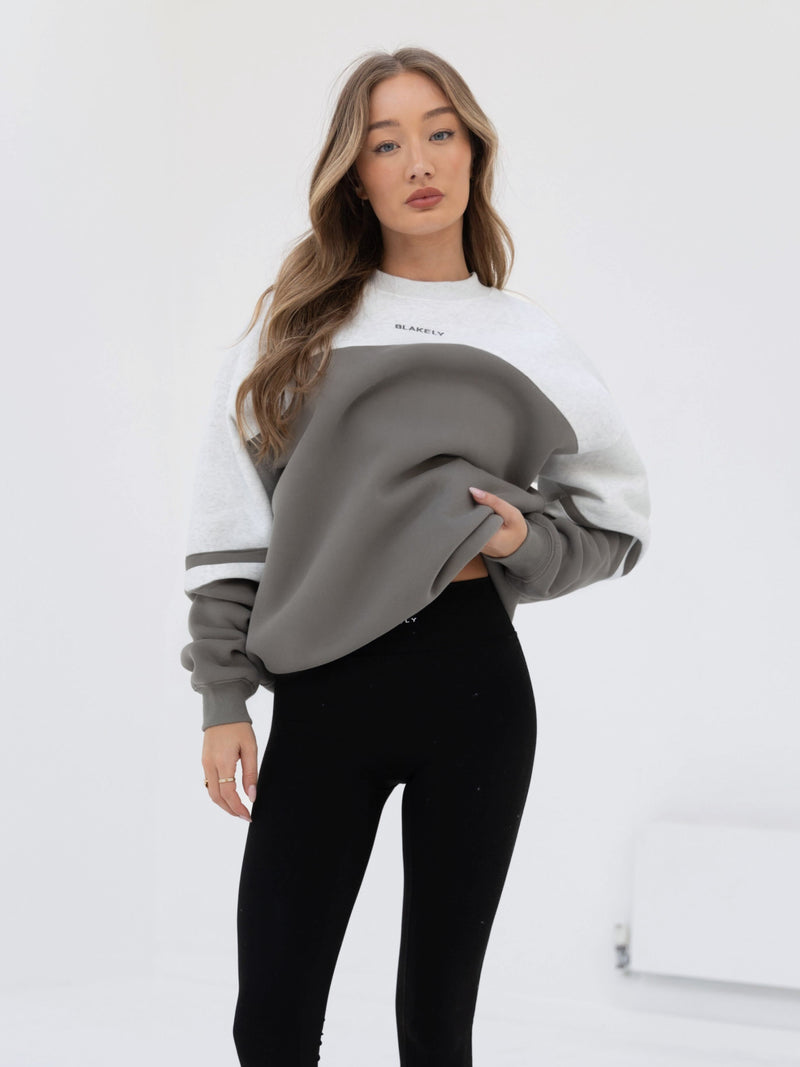 Curved Panel Oversized Jumper - Safarigrün