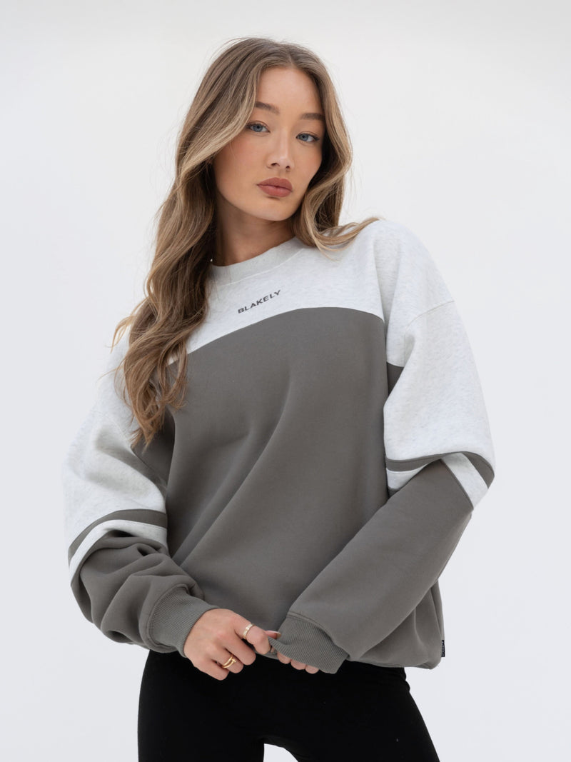Curved Panel Oversized Jumper - Safarigrün