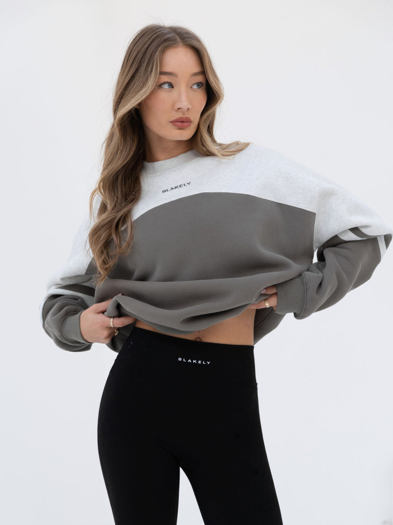 Curved Panel Oversized Jumper - Safarigrün
