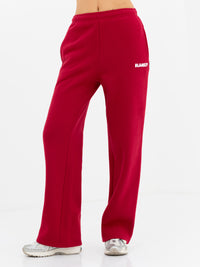 Cloud Print Wide Leg Sweatpants - Kirschrot