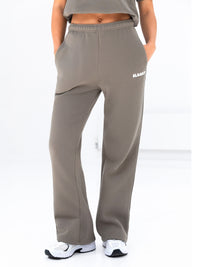 Cloud Print Wide Leg Sweatpants - Safari Green