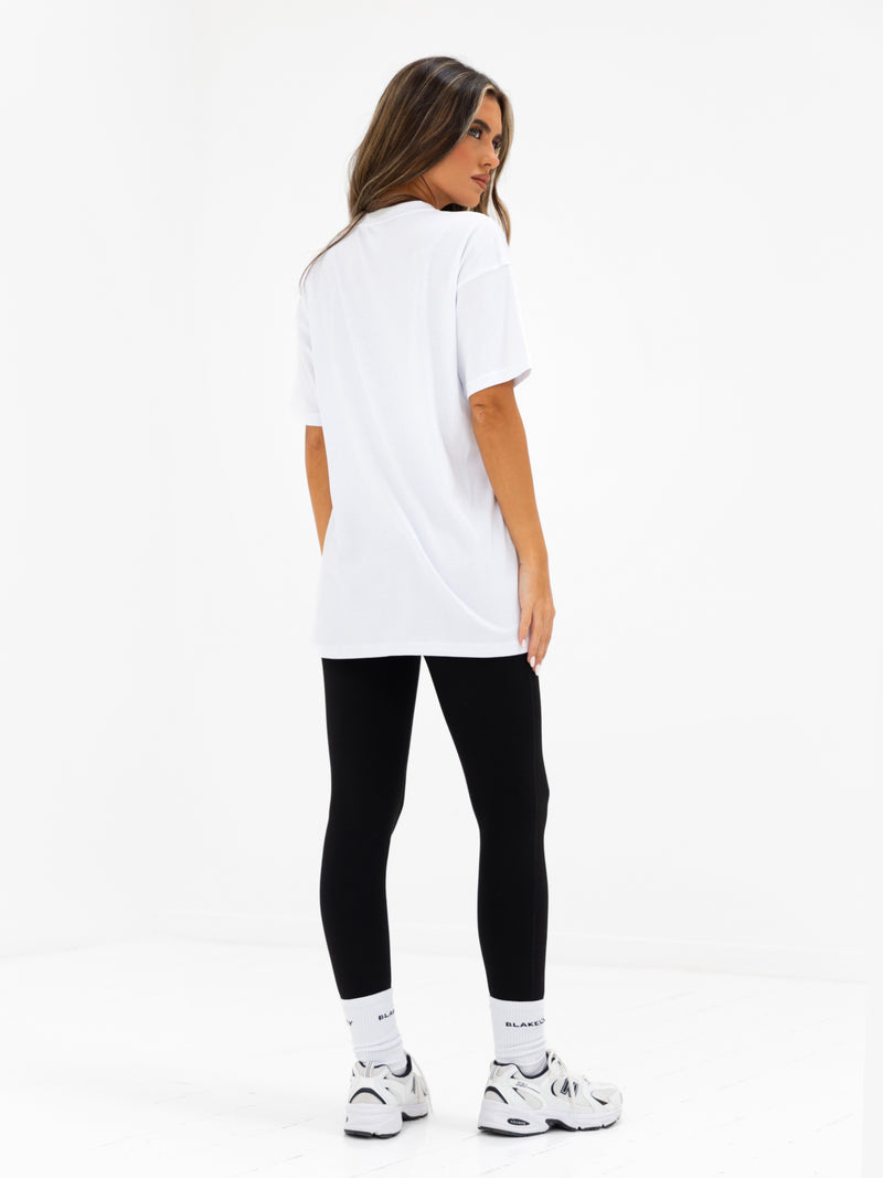 Sophia Oversized T-Shirt - Weiß & Dunkle Kirsche