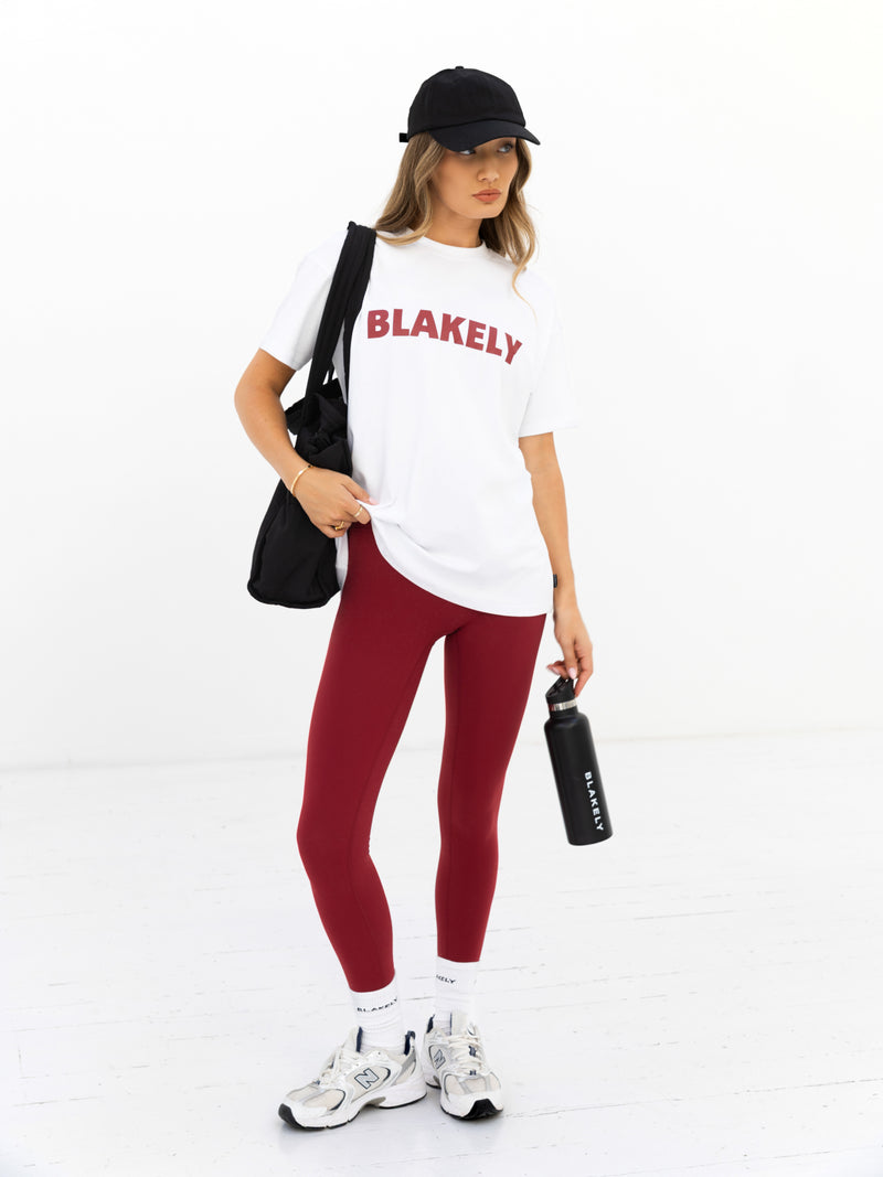 Sophia Oversized T-Shirt - White & Classic Red